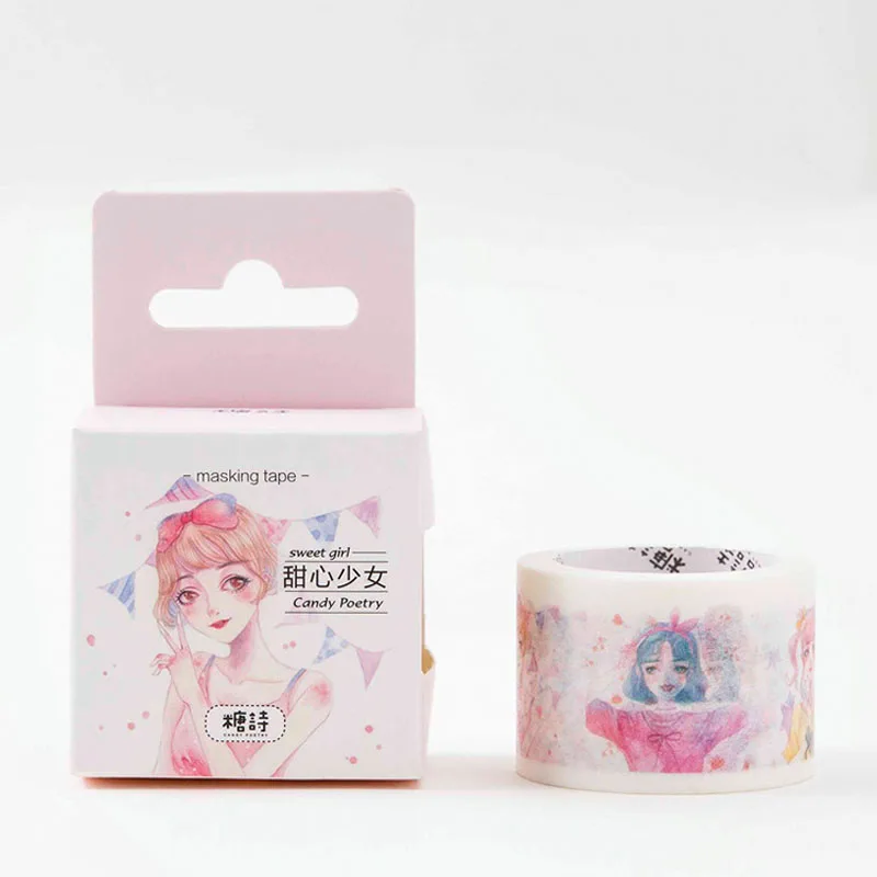 

3CM*5M Sweet Girls Masking Tape Album Scrapbooking Decor Washi Tape School Supply Stationery Stick Label
