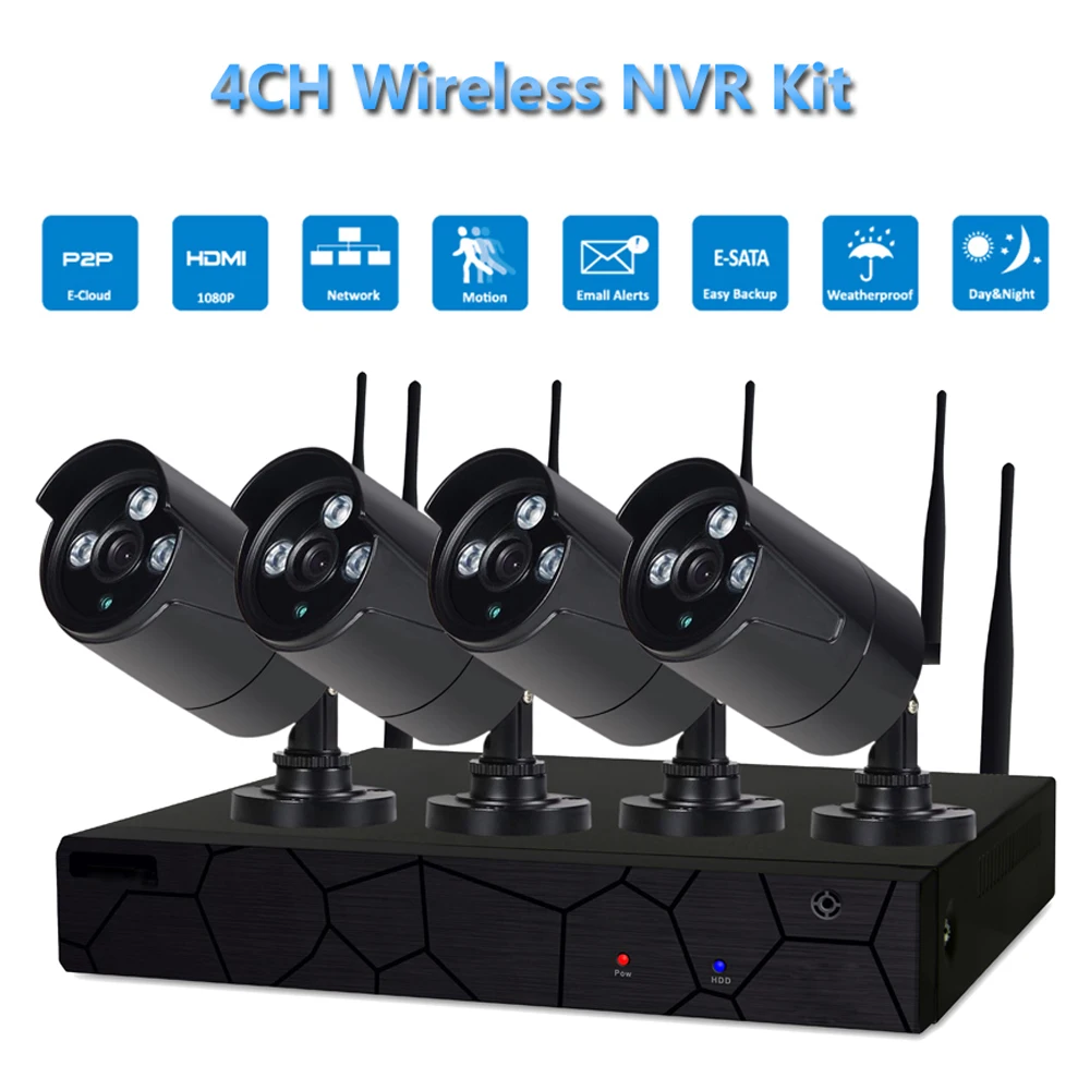PUAroom 4ch 1080P Беспроводная IP камера видеонаблюдения NVR комплекты системы