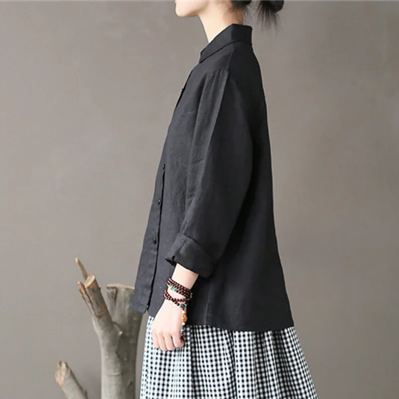 Женская блузка SCUWLINEN однотонная с длинным рукавом универсальная на каждый день