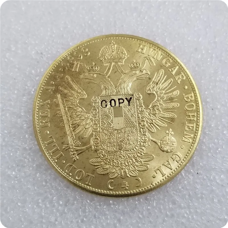 1873-1894 Австрия 4 Ducat золотая монета КОПИЯ - Цвет: 1893