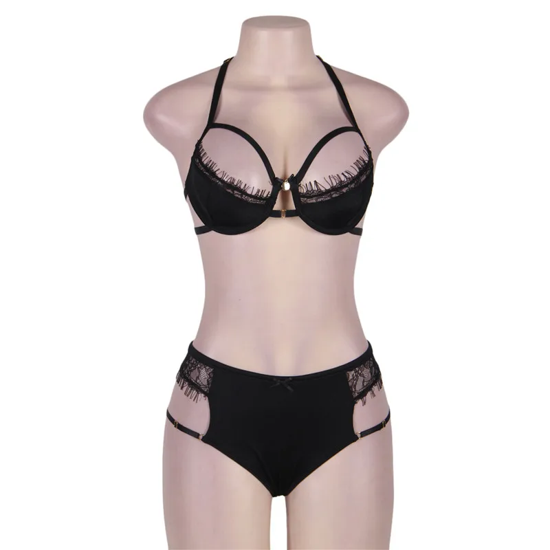 Comeonlover сексуальное нижнее белье женский набор эротических ресниц кружева Strappy Холтер сексуальное женское белье набор плюс Размер 6XL Jaretelles комплект RI80294