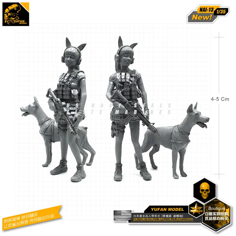1/35 день серии девушка солдат с собакой Смола Солдат Nai13|Игровые фигурки и
