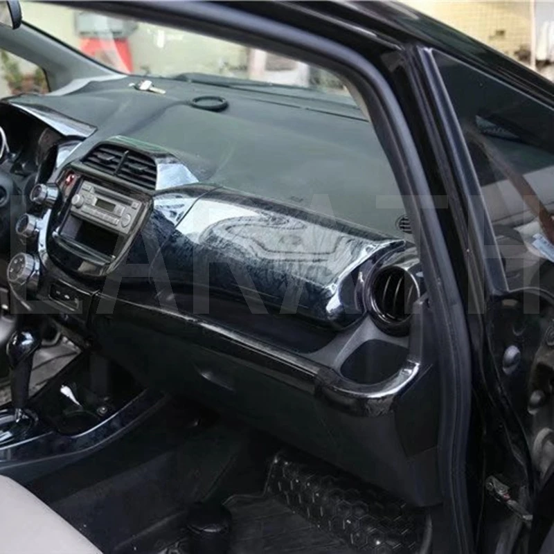 Для Honda Fit Jazz 2007-2012 углеродное волокно/Черное Красное дерево передняя рамка для хранения водителя крышка отделка салона автомобиля украшение стиль