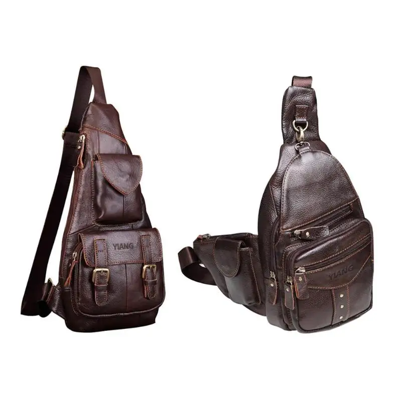 Кожаная сумка мессенджер на плечо мужские повседневные дорожные сумки нагрудные