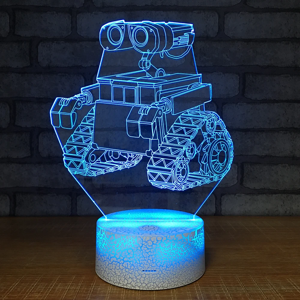 Робот tank3D ночник креативная Иллюзия 3d лампа LED 7 цветов меняющая Настольная для