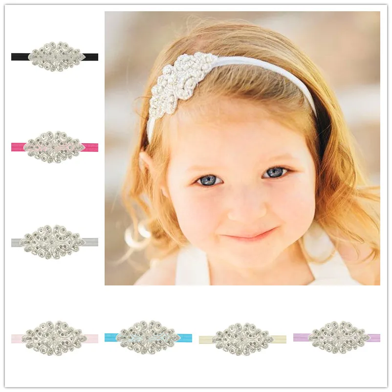 Детская повязка на голову со стразами эластичная лента для волос маленькой