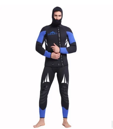 Men 5MM Hooded Wetsuit Winter Warm Two-Piece BeachSuit Swimwear Bodysuit For Scuba Diving Spear Fishing Fishermen SnorkelingWear