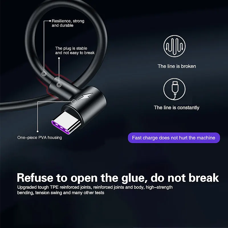 1 2 3 M USB Type C 90 градусов быстрая зарядка usb c кабель для передачи данных зарядное
