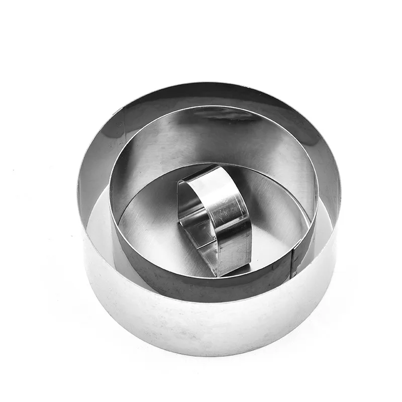 B round shape Мусс кольцо 3D Сердце цветок формы для торта нержавеющая сталь формы для выпечки Кухня десерт украшения торта инструменты с коробкой - Цвет: B round shape