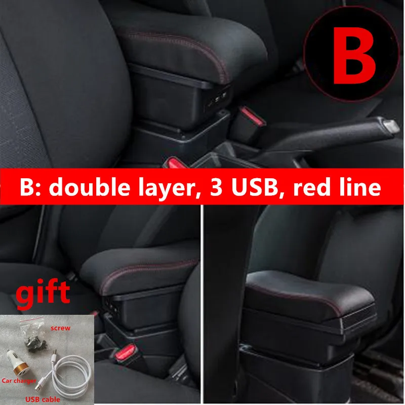 B black red line Для Chevrolet Aveo Sonic Lova T250 T300 подлокотник коробка центральный магазин содержимое коробка для хранения подстаканник аксессуары для автомобиля - Название цвета: B black red line