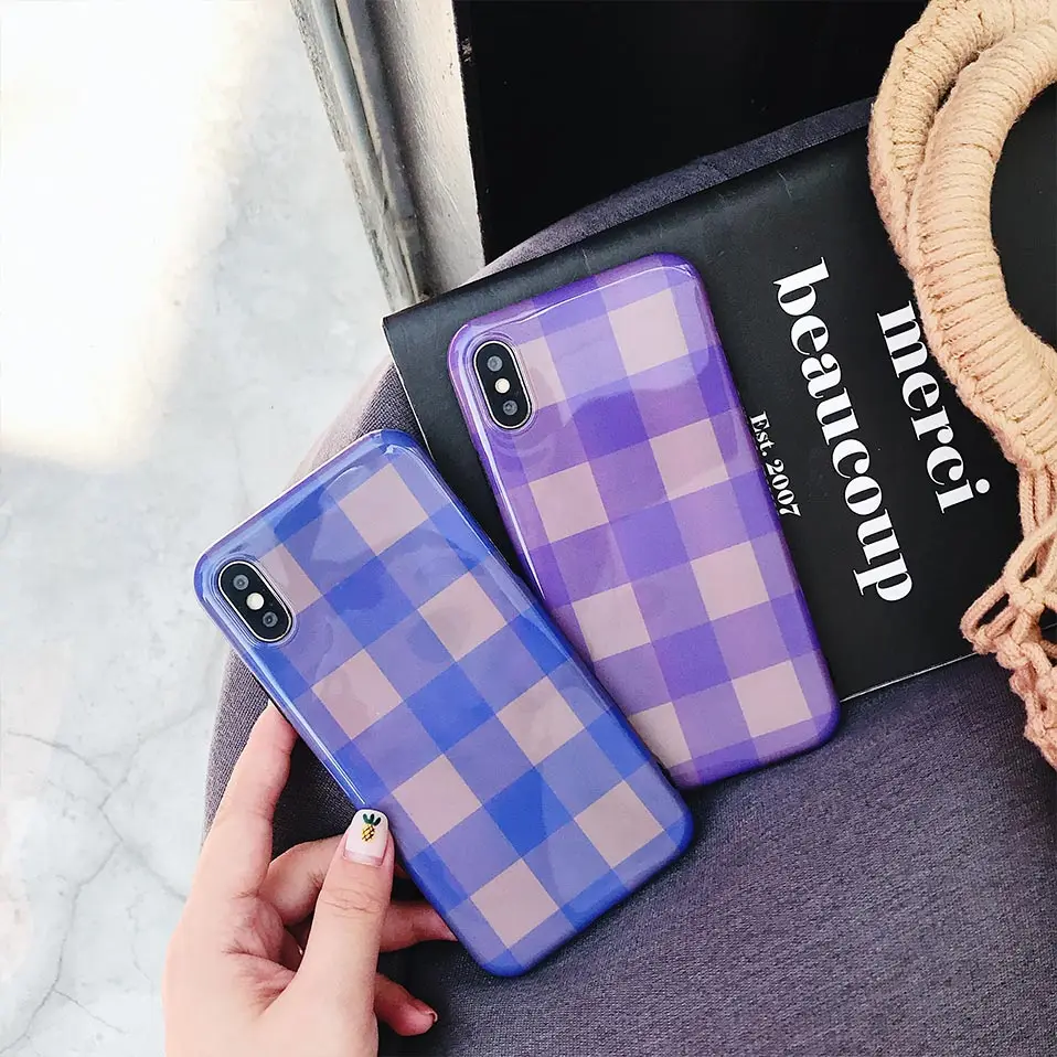 Для iphone 6 7 8 TPU синий квадратный Телефон задняя крышка для 6S плюс Funda X s Drop-proof |