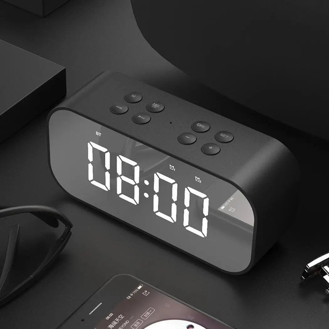 Светодиодный цифровой будильник беспроводной динамик 5 Вт Bluetooth стерео