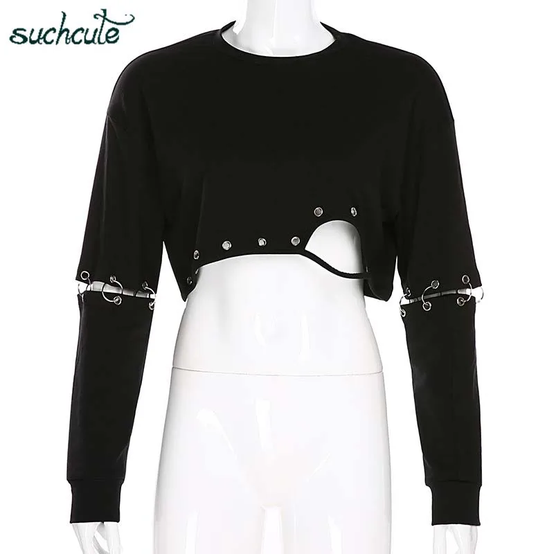 black tee SUCHCUTE женская футболка с металлической цепочкой, пэчворк, лето, готический стиль, Modis, Harajuku, корейские вечерние, Клубные, Топики, Ulzzang, корейский стиль, Топ - Цвет: black tee