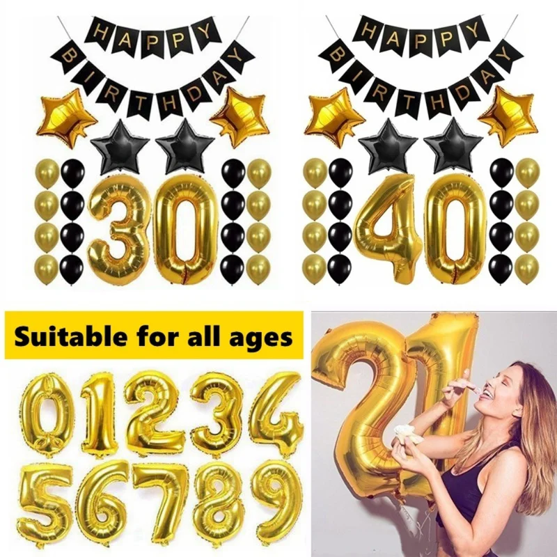 С днем рождения воздушные шары звезда розового золота конфетти из фольги 40