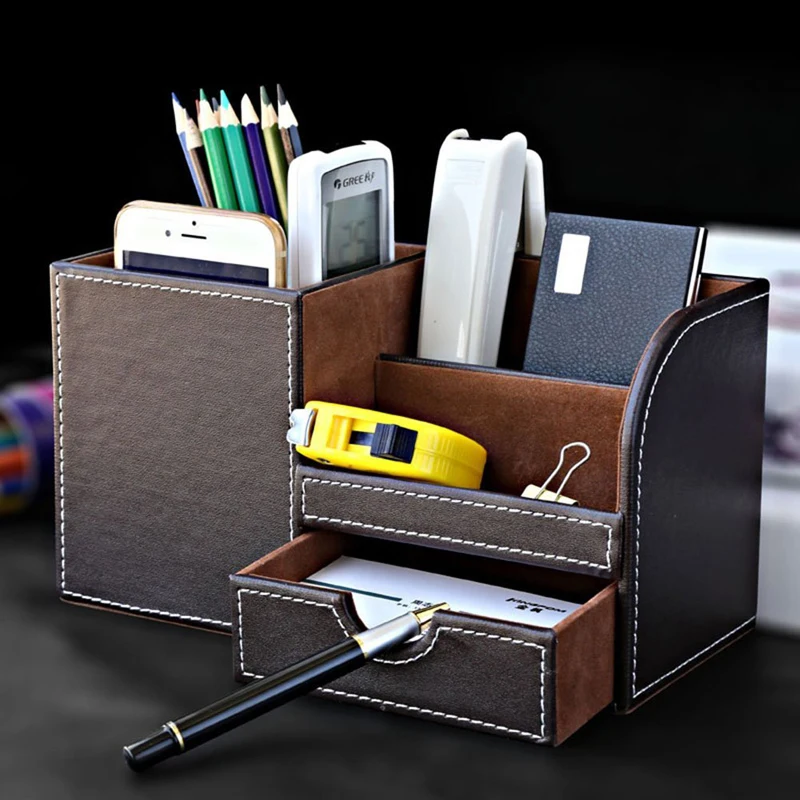 Из искусственной кожи с настольной подставкой косметический уход за кожей макияж организатор настольная подставка для ручек аксессуары для хранения сетки контейнер подарки коробка чехол