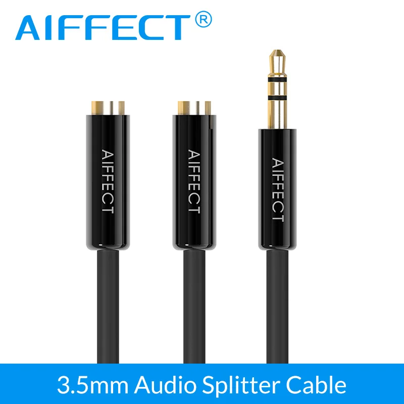 Aiffect Jack 3.5 мм для наушников Splitter Аудио кабель позолоченный Aux компьютера микрофон