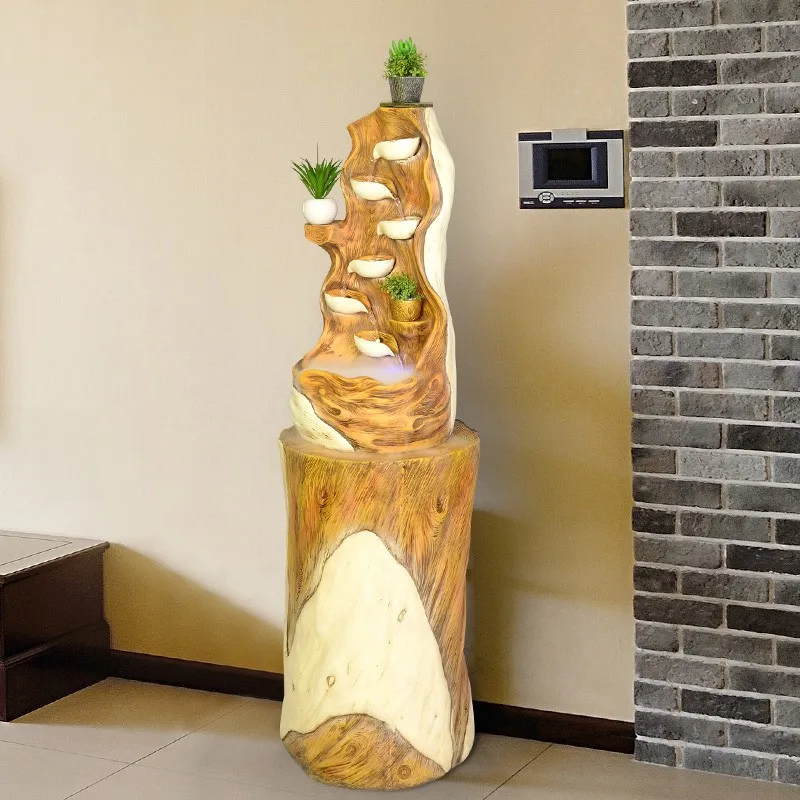 Имитация скалы кипарис фонтан резьба по корню водопад ветер колесо увлажнение