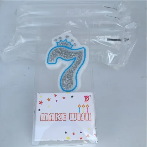 Crown-7 silver blue Свечи для торта на день рождения с цифрами 1, 2, 3, 4, 5, 6, 7, 8, 9, 0, креативные свечи для торта с розовой короной для детей и взрослых, вечерние свечи для украшения дня рождения - Цвет: Crown-7 silver blue