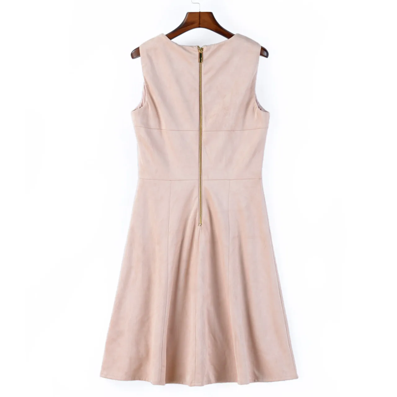 Женское платье-трапеция из искусственной замши платья без рукавов с круглым