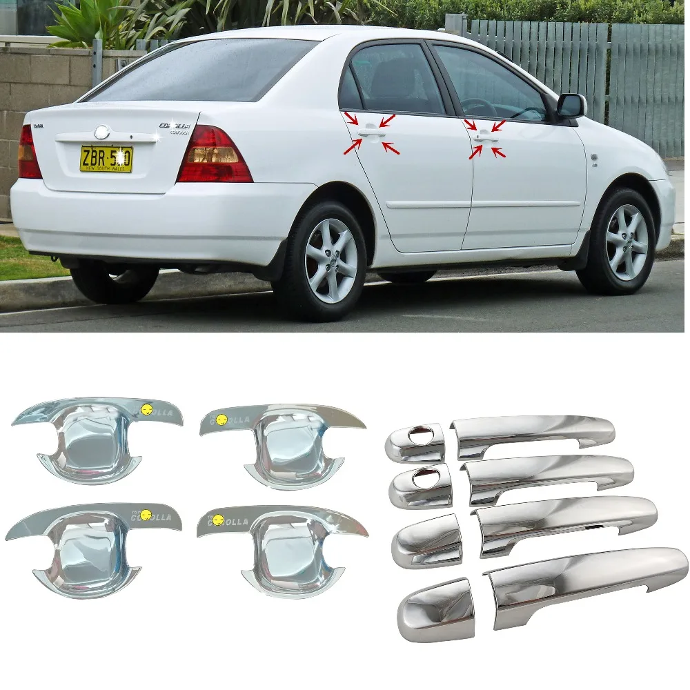 Хромированная Крышка для дверных ручек Toyota Corolla ae120 ae130 2001 2007 чаша отделка стикер