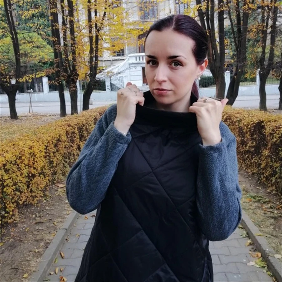 Женское платье с длинным рукавом черное хлопковое повседневное свободное мини