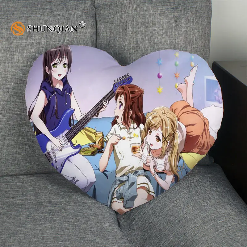 Bang dream! Наволочка в форме сердца на молнии размер 41x36 см 47x42 см|pillow cover custom|pillow covercustom