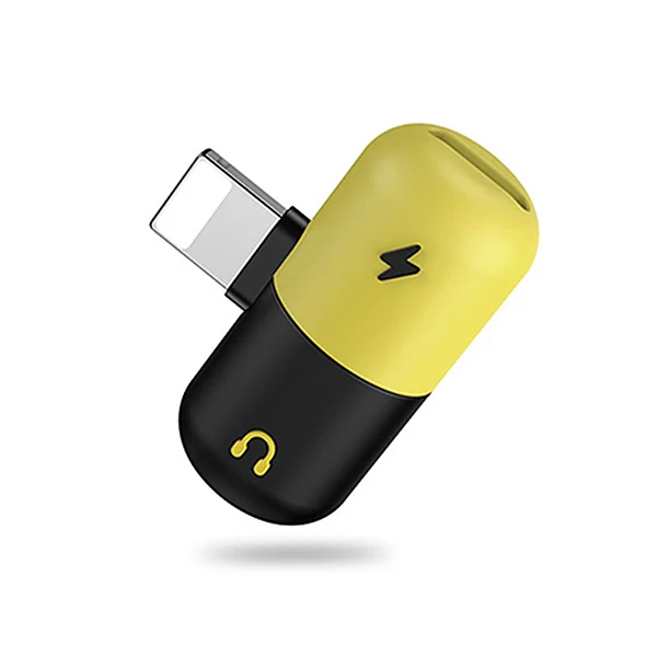 ACCEZZ Pill форма 2 3 в 1 двойное освещение Быстрая зарядка и разъем для наушников адаптер для iphone X 8 7 Plus наушники разветвитель AUX - Цвет: Black