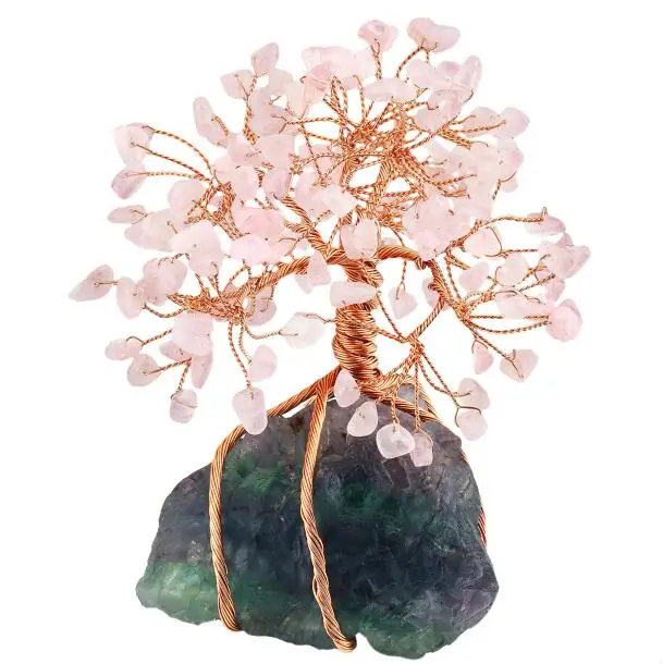 Rose Quartz Tree TUMBEELLUWA натуральный кристалл дерево Кристалл кластер база бонсай денежное дерево на удачу богатство домашний офис Декор - Цвет: Rose Quartz Tree