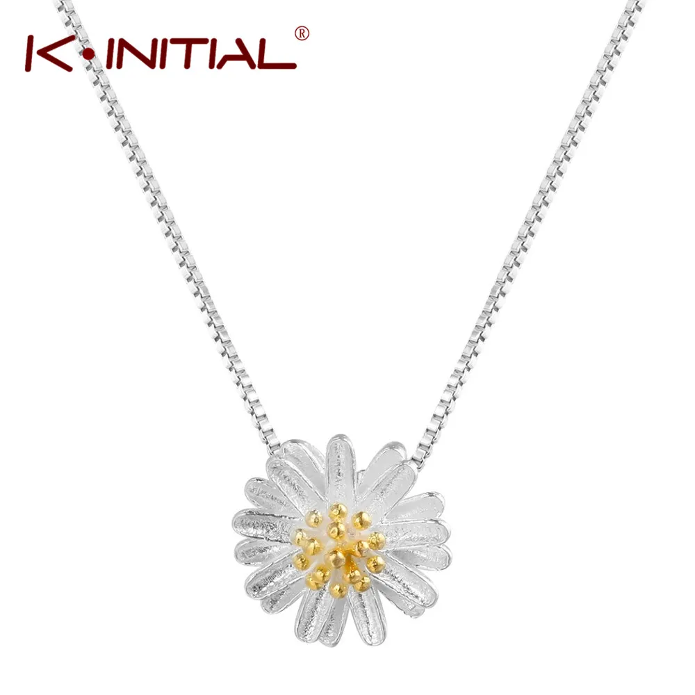 Romantic Flower Style Silver Daisy Pendant Charm Necklace Women's Clavicle Necklaces Jewelry Wedding Engagement Gift | Украшения и