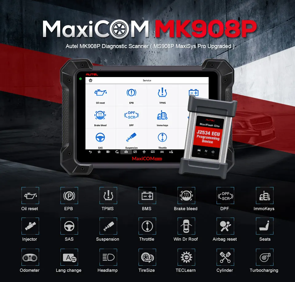 Полная система Autel MaxiCOM MK908P диагностический инструмент с J2534 многоязычное