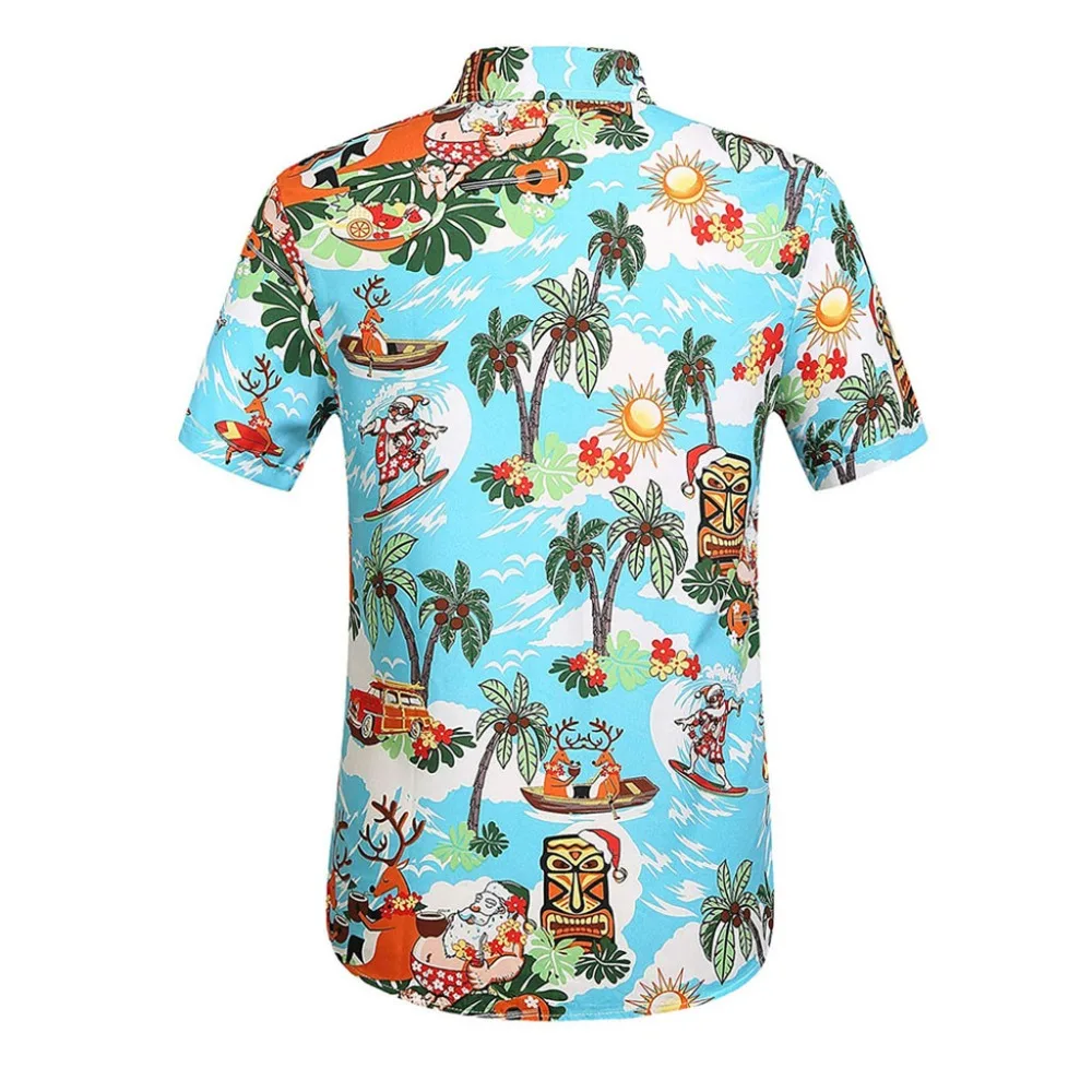 Мужская рубашка с коротким рукавом гавайская принтом в виде ананаса на кнопках
