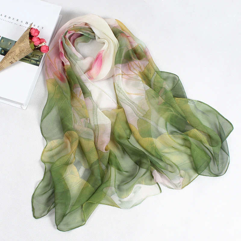 Шарфы женские длинные из креп-жоржета с цветочным принтом FZ057 |