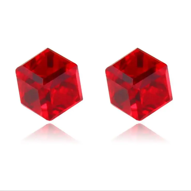 Red 1 пара унисекс НЕ ПИРСИНГ клип на магнитном магните Кристалл квадратный кубический циркон CZ серьги гвоздики - Окраска металла: Red