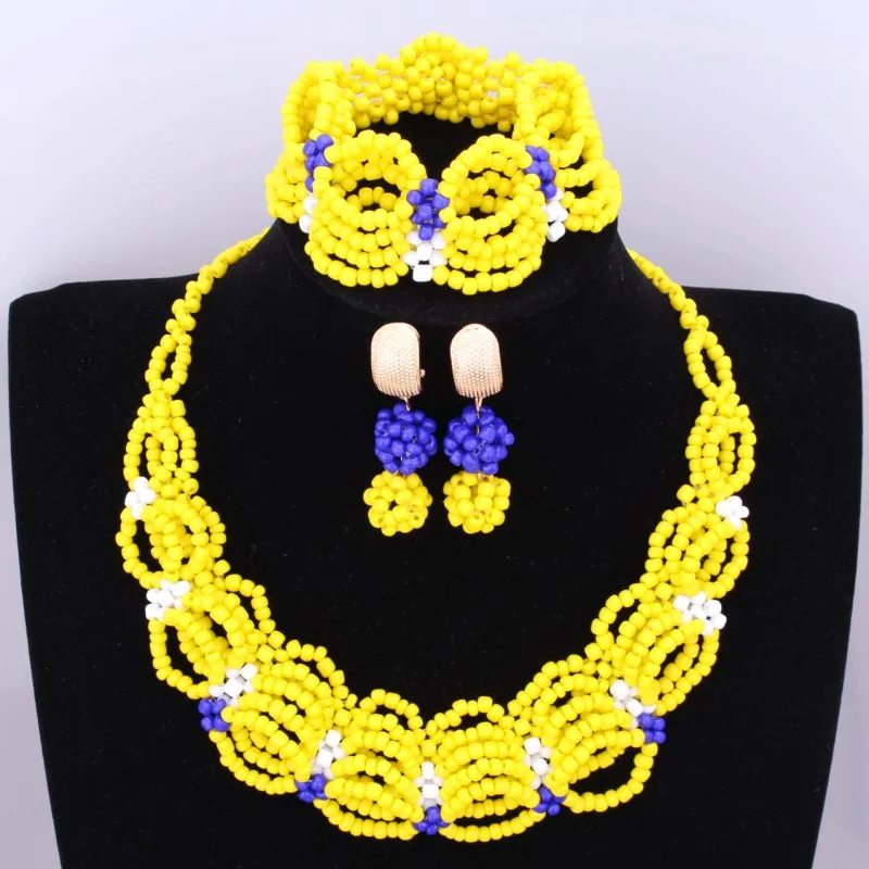 4 ujewelry Африканский Бусины Ювелирные наборы желтая юбка Дизайн Цепочки и ожерелья