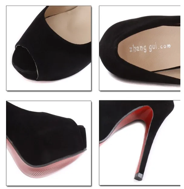 New 2014 Women's Shoes Open Toe Pumps Thin Sexy Heels 14 cm Platform Red Bottom High Dress Woman Stiletttos Female | Обувь