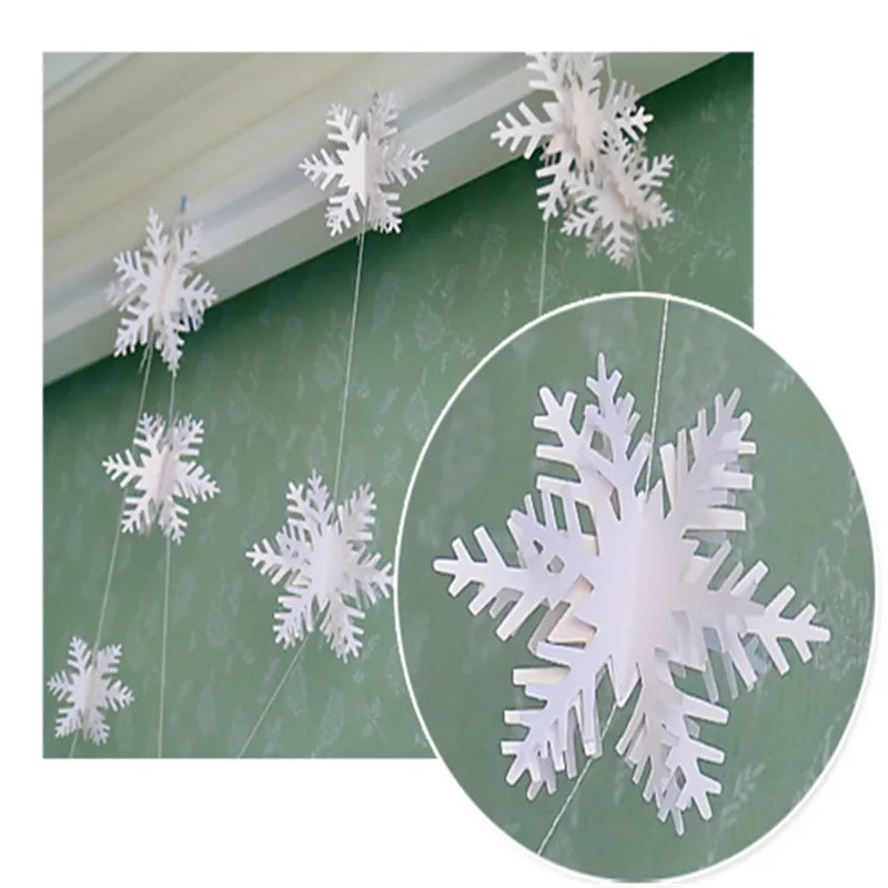 3м бумага подвесок в форме снежинок к Елочная гирлянда Рождественские украшения
