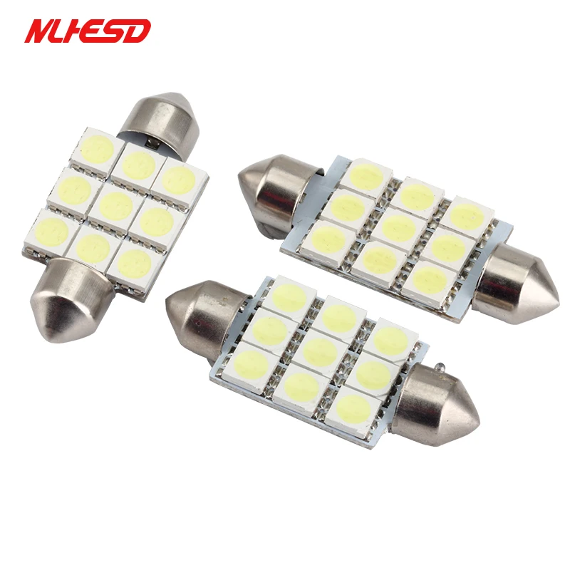 10 шт. Белый 5050 9smd 9 Smd 36 мм/39 мм/41 мм DC Автомобильные светодиодные фары 12V для