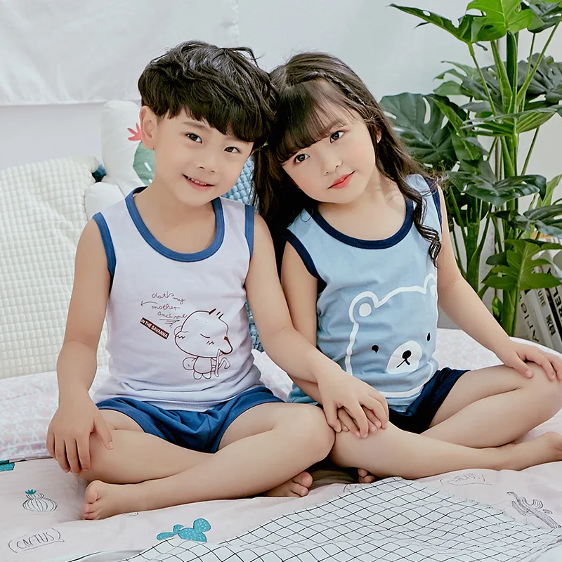 Новинка весна-лето 2019 Детский яркий комплект домашняя одежда жилет без рукавов