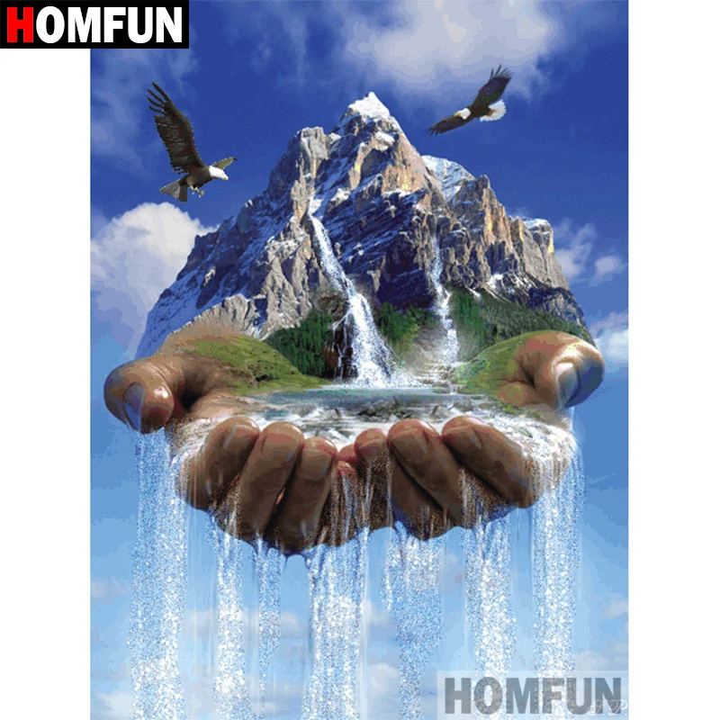 Алмазная 5D картина HOMFUN ручной Водопад вышивка крестиком сделай сам