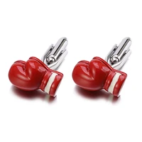 newest red enamel boxing gloves cufflinks for mens hot real sales lepton brand novelty glove shape men shirt cuffs cuff links