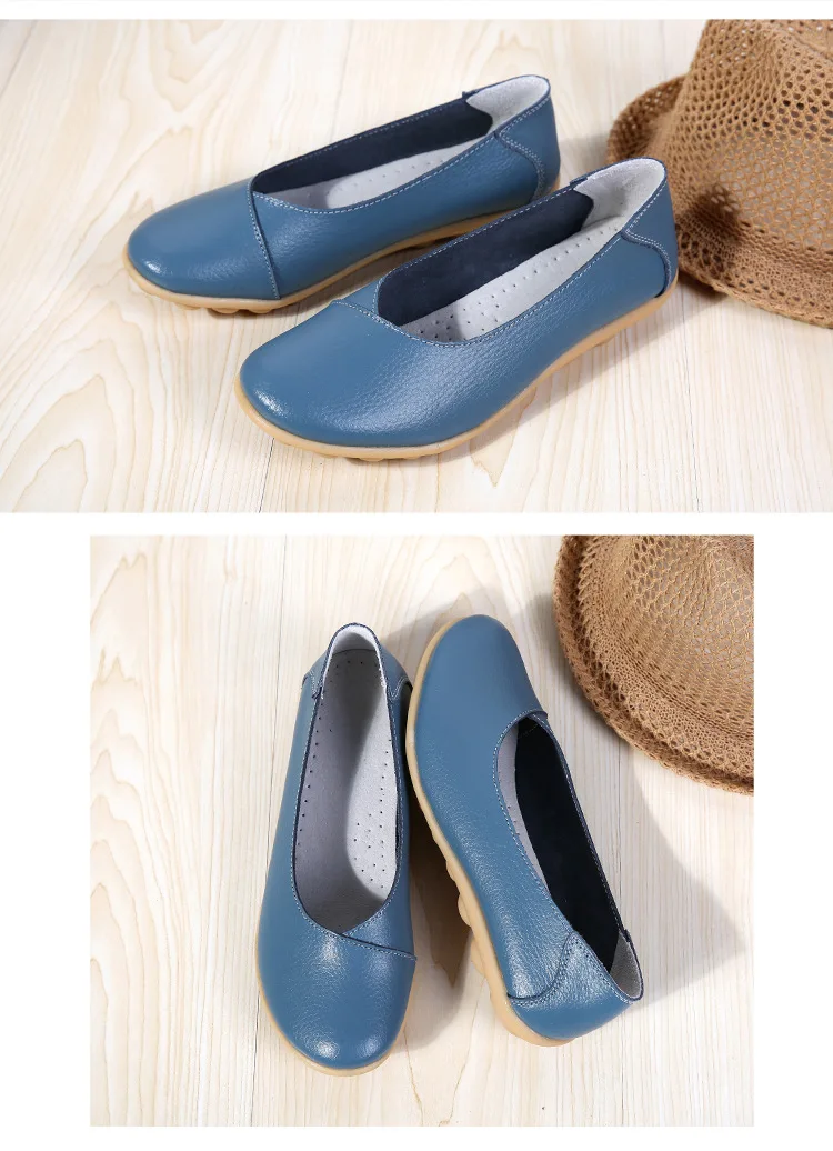 Plus size 11/12 ladies slip on loafers shoes woman trendy summer female flats white genuine leather shoes