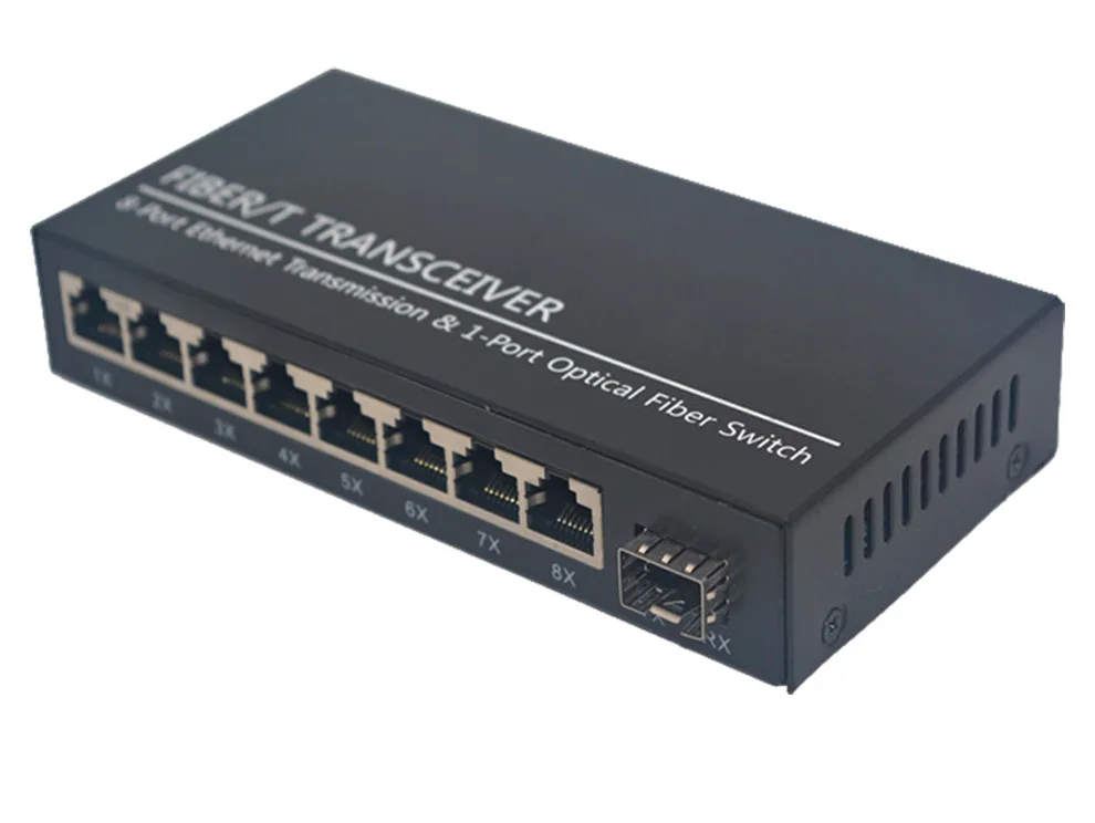Коммутатор Ethernet, гигабит 10/100/1000M 8 RJ45 1 sfp порт волоконно-оптический преобразователь FTTH