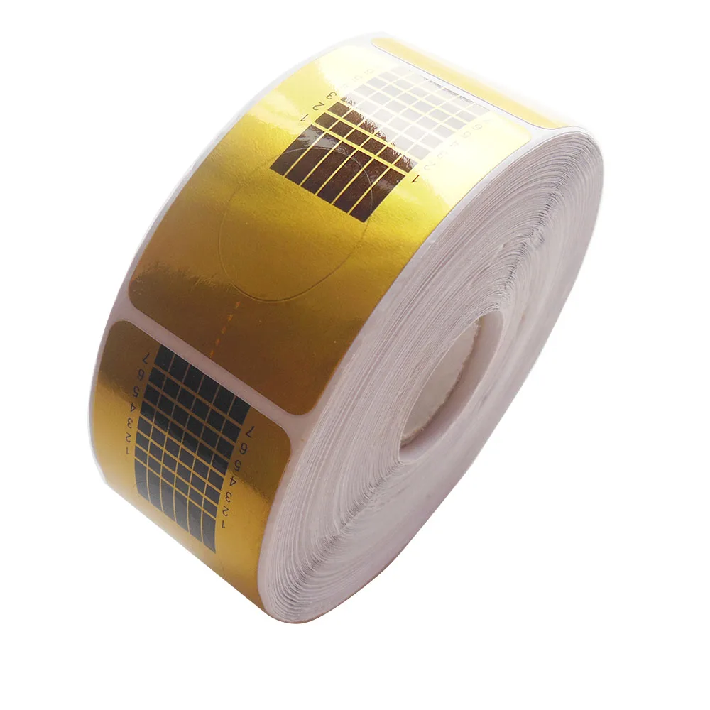 

Nail Art Guide Form Sticker,500pcs/roll Square Paper Golden Acrylic UV Gel Polish Stylish Tips Extension Nail Tool for Manicure