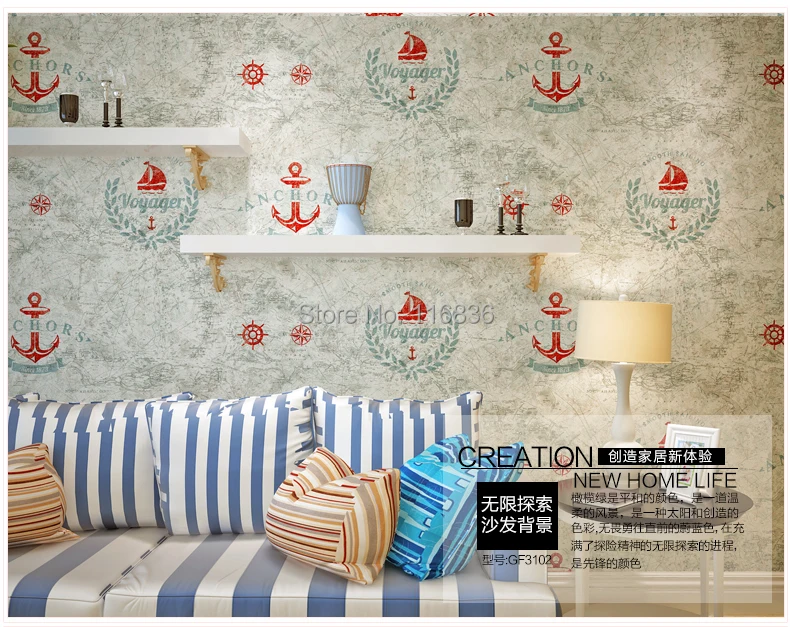 Обои современные якоря путешествие лодка текстурированные обои Винтаж детская