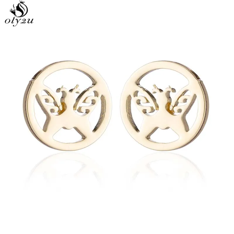 Oly2u нержавеющая сталь колье Бабочка Для женщин Ювелирные наборы Bijoux Серьги в виде