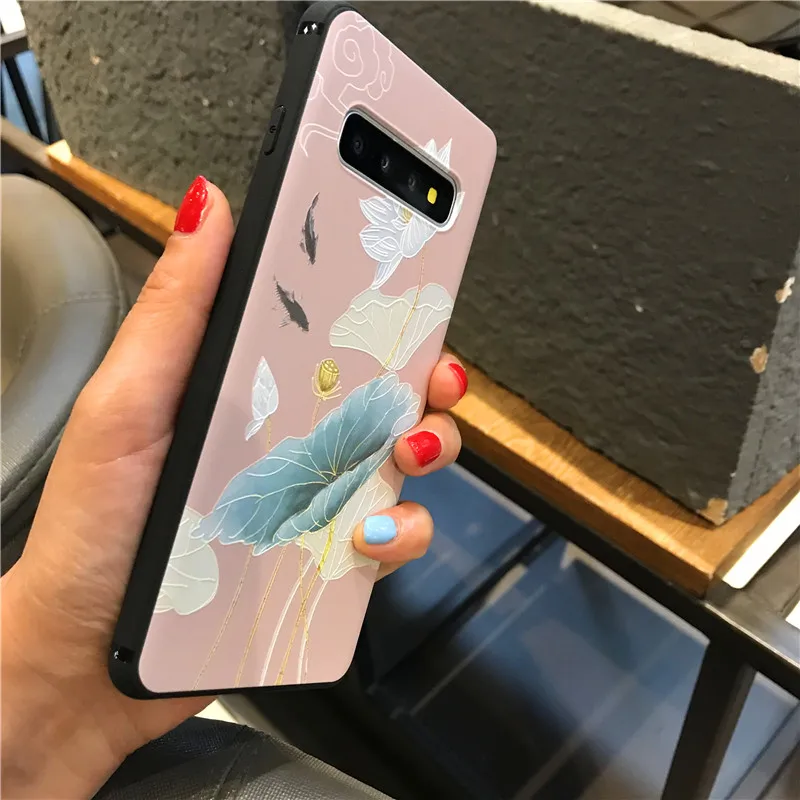 YHBBCASES китайские рельефные ТПУ Мягкие Чехлы для samsung Galaxy S8 S9 S10 Plus Ретро чехол