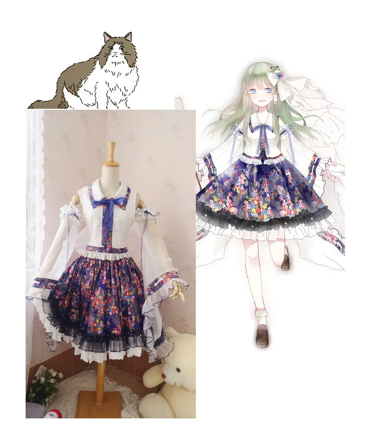 

[Customized] Anime Touhou Project Kochiya Sanae Lolita Dress Cosplay Costume Any Size Full Set Women Halloween Free shipping.