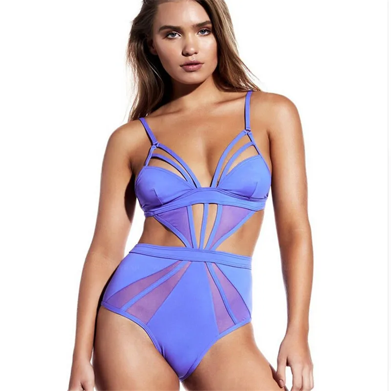 2017 Новый купальник с пуш апом спортивный Монокини цельный Сексапильный сетчатый