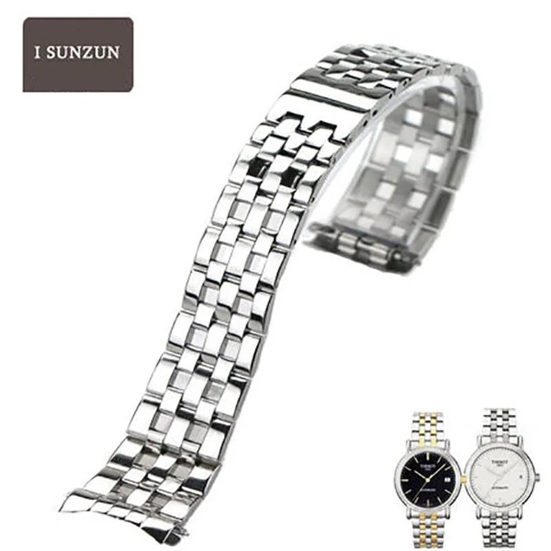 ISUNZUN Men Stainless Steel 18mm Watch Straps For Tissot 1853 T95 Series Metal Bracelet 18mm Width Wathchbands Silver/Half Gold