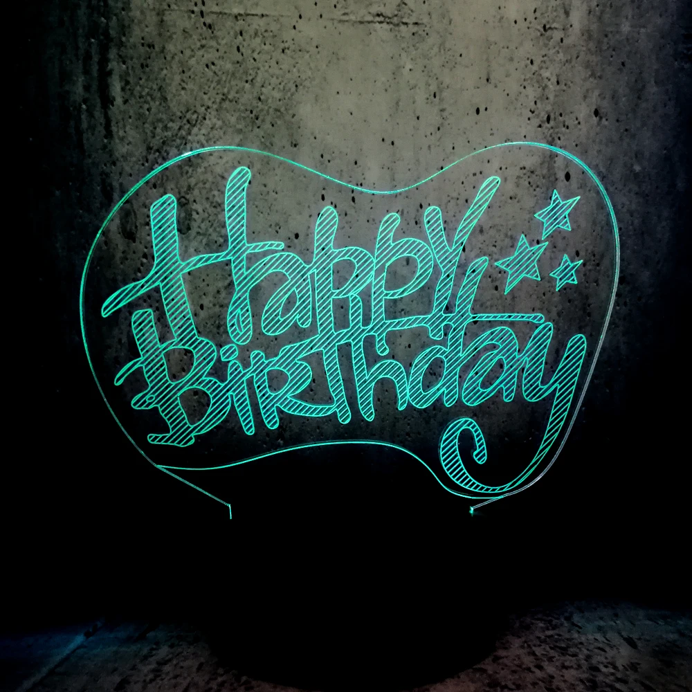Креативный 3D светодиодный USB светильник с надписью Happy Birthday Word 7 цветов прожекторы